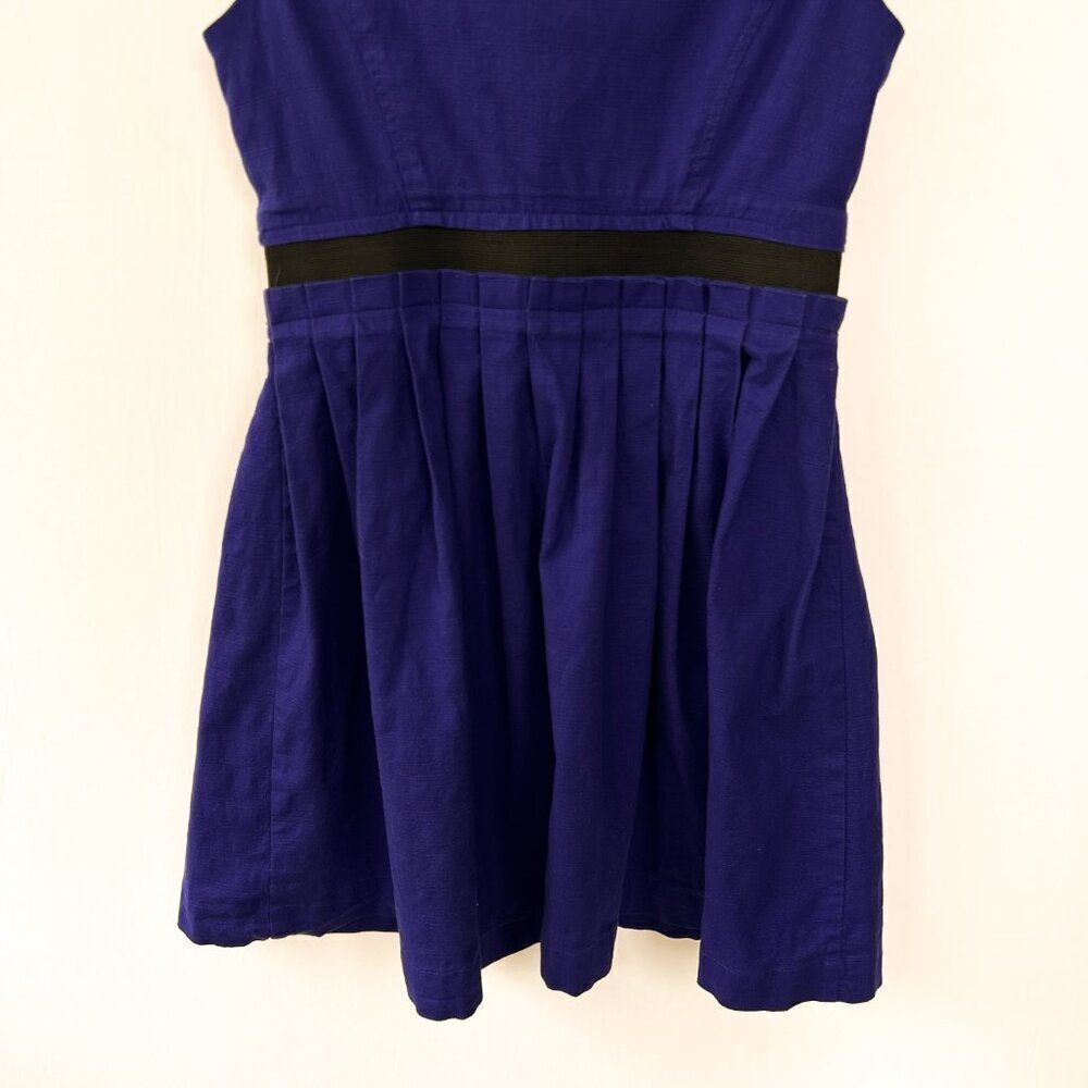 Guess Royal Blue Sleeveless Pleated Front Zip Aline Dress Size 8 - Picture 8 of 8